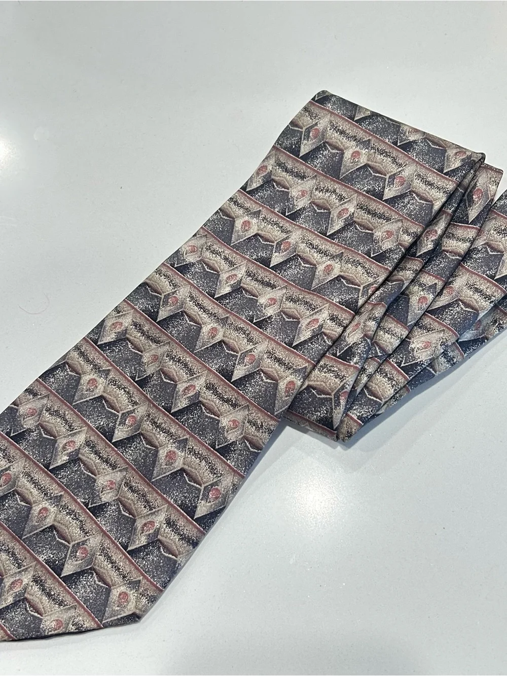 Vintage Barrington Mens 100% Silk Tie Geometric Abstract Made USA Necktie